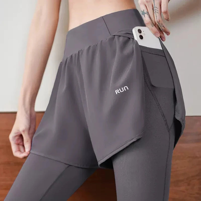 Women Running Leggings With Pocket Elastic Waistband Workout Yoga Pants Training Biker Gym Sports Pants Fitness Gym Sportswear