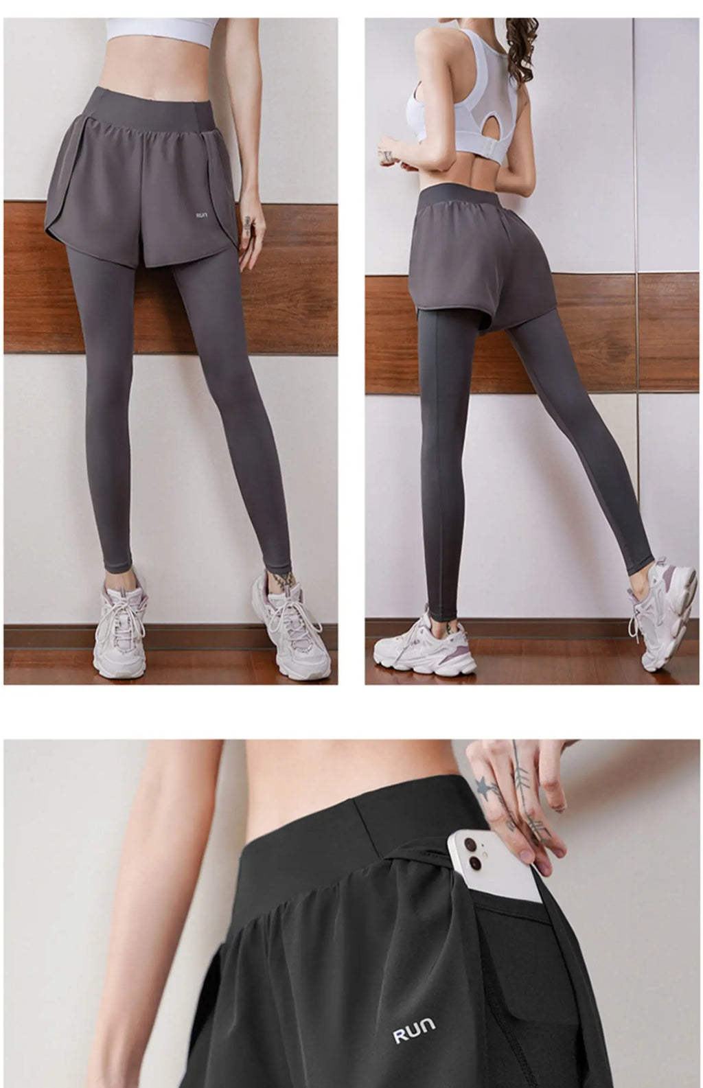 Women Running Leggings With Pocket Elastic Waistband Workout Yoga Pants Training Biker Gym Sports Pants Fitness Gym Sportswear