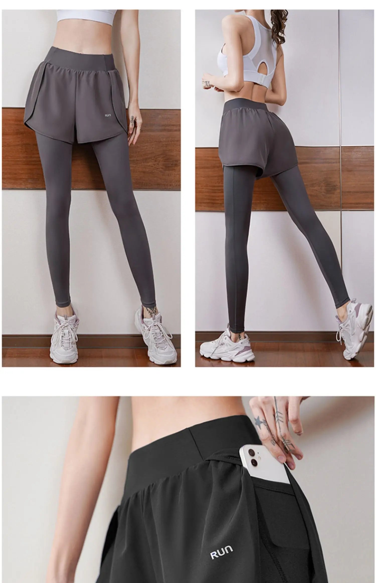 Women Running Leggings With Pocket Elastic Waistband Workout Yoga Pants Training Biker Gym Sports Pants Fitness Gym Sportswear