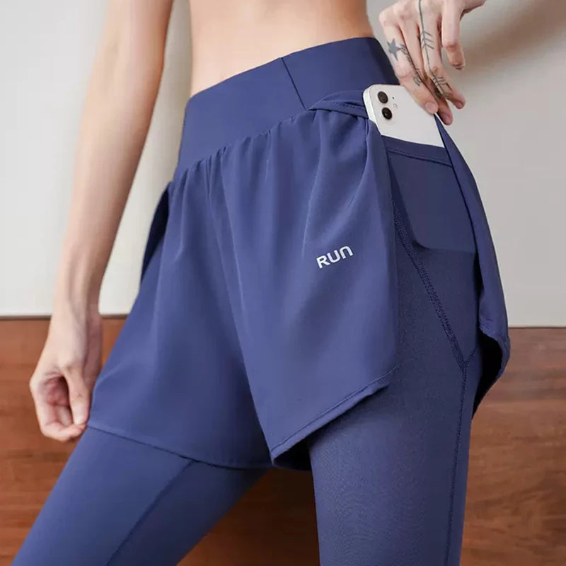 Women Running Leggings With Pocket Elastic Waistband Workout Yoga Pants Training Biker Gym Sports Pants Fitness Gym Sportswear