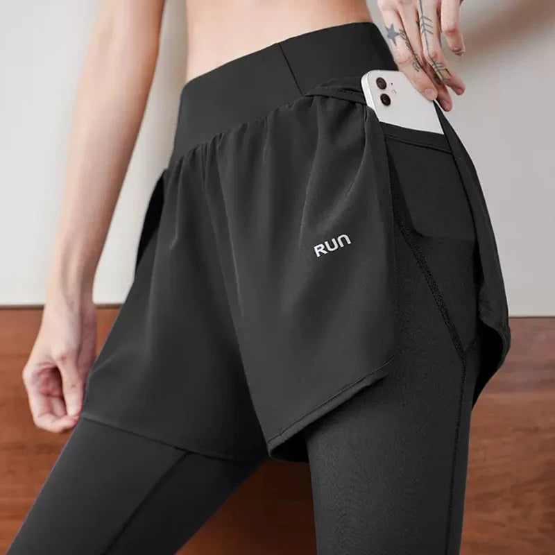 Women Running Leggings With Pocket Elastic Waistband Workout Yoga Pants Training Biker Gym Sports Pants Fitness Gym Sportswear